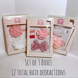 NWT 3 pack of Baby girl headbands and hair ties pink!